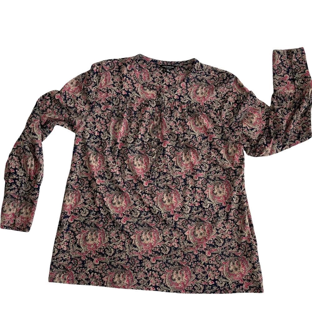 Lucky Brand Paisley Blouse Boho Whimsigoth Cottage Fairy Grunge Relaxed Women S